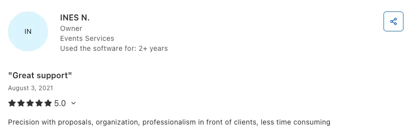 Ines N - Great Support review screenshot