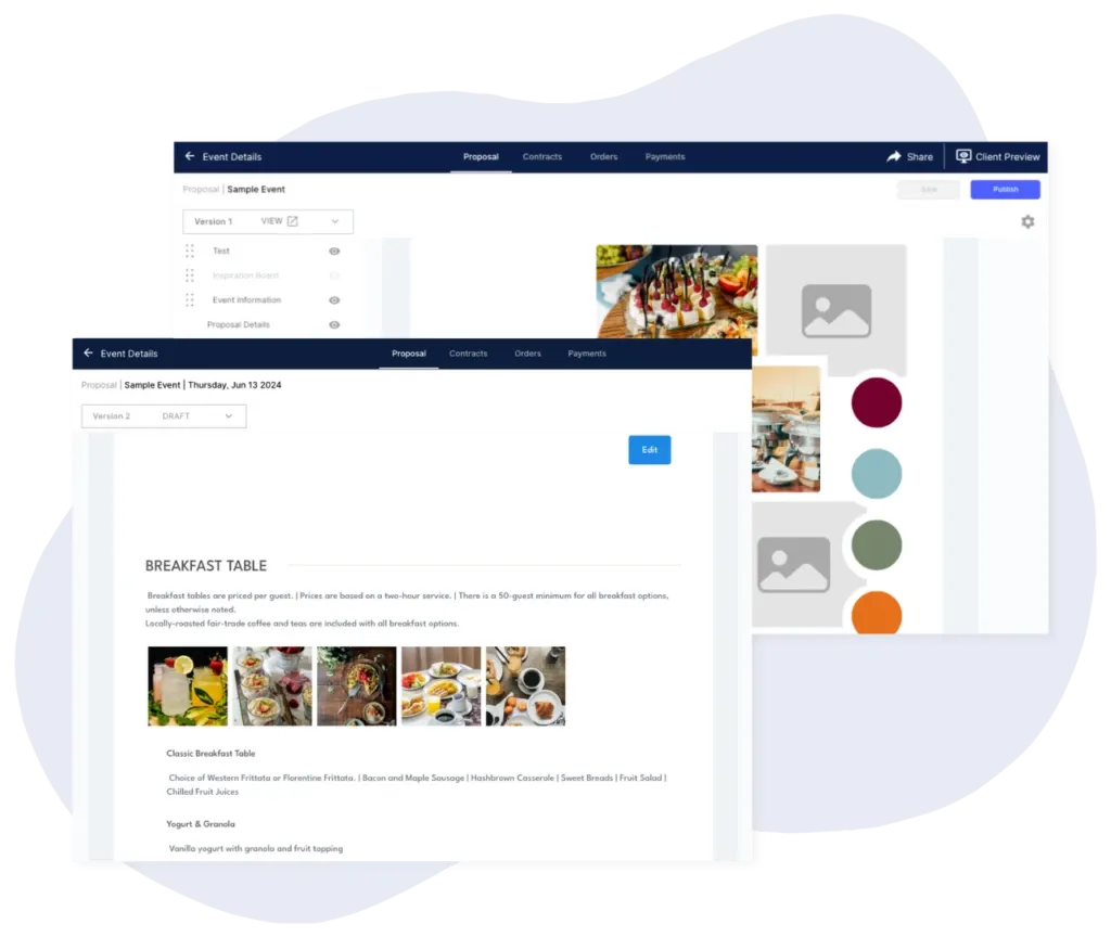 Curate proposal builder for caterers